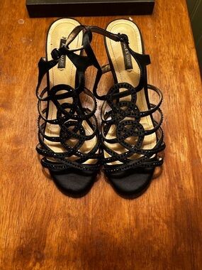 Alex Marie Black Embellished Strappy Heels